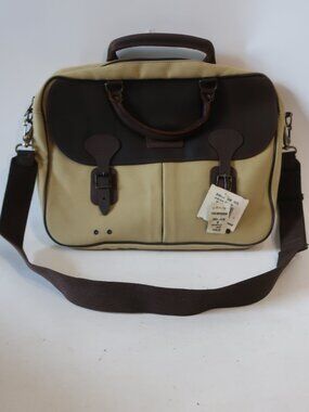 NWT Men Barbour Beige Brown Canvas Leather Laptop Sportswear Briefcase Bag